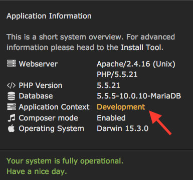 Application Information in the TYPO3 Backend Application Information in the TYPO3 Backend