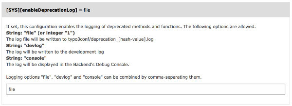 deprecation log Install Tool option to enable the Deprecation Log
